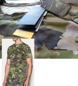 【既決USA】アンダーアーマー★UNDER ARMOUR@完売胸元&背中ロゴ入半袖Tシャツ【UA Hunting Scent Control Early Season Camo Tee】迷彩柄@L