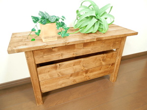 Art hand Auction صندوق تخزين مقعد قصير مصنوع يدويًا (لون خشب الساج), العناصر اليدوية, أثاث, كرسي, طاولة, مكتب