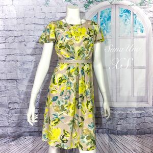  beautiful goods SunaUna SunaUna lemon yellow green beige flower One-piece 34 XS