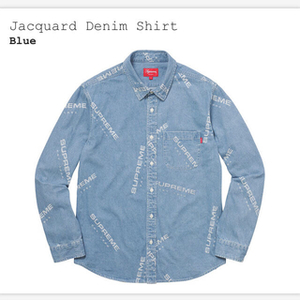 XL 確実正規品 Supreme Jacquard Denim Shirt ジャッカード デニムシャツ シュプリーム 2017AW 17FW Blue 青 ブルー 美中古