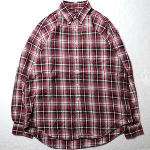 90's ギャップ GAP シャドーチェック コットン ボタンダウンシャツ (XL) 赤ベース オンブレー 90年代 旧タグ オールド