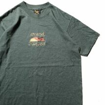 90's USA製 グランドキャニオン ボーダー スーベニア tシャツ 半袖 (M) 緑×灰 90年代 アメリカ製 オールド シングルステッチ 土産_画像1