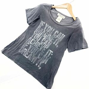  ■REMI RELIEF レミレリーフ 半袖Tシャツ ヴィンテージ 加工 ダメージ加工 Sサイズ チャコールブラック 色落ち加工■DE87