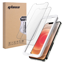 2枚セット iPhone12/12pro 6.1インチ 用 ガラスフィルム 強化ガラス 保護フィルム ガイド枠 簡単取り付 送料無料_画像1