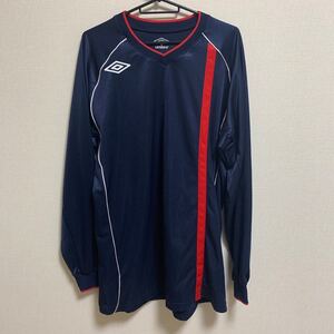 【美品 XO】UMBRO 長袖 プラクティスシャツ アンブロ ネイビー トレーニングウェア ランニングウェア サッカー フットサル