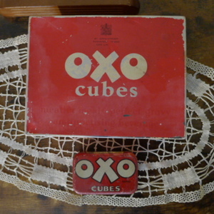 英国アンティーク　OXO　ビンテージ缶　　2個セット　イギリス雑貨　ヨーロッパ　アンティーク