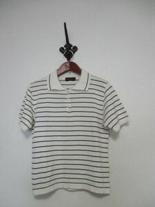 LYNNHOLLYN白×黒ボーダー半袖ポロシャツ（USED)50821