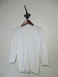 ine Ine white V neck 7 minute sleeve cotton knitted (USED)50821②