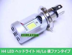 H4 LED ヘッドライト 12V バイク バルブ 上面ファン付き アルミ製