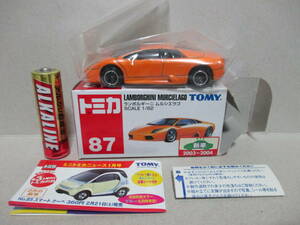 トミカ 新車シール付 87-5 ランボルギーニ ムルシエラゴ 橙 オレンジ Lamborghini Murcielago 未展示品 中国製 絶版品 TOMY ミニカー