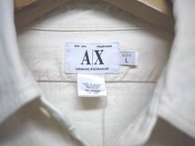 USA古着 A|X ARMANI EXCHANGE アルマーニ エクスチェンジ 長袖シャツ(L)オフホワイト 刺繍ロゴ 100％COTTON 中古USED_画像6