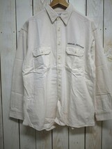 USA古着 A|X ARMANI EXCHANGE アルマーニ エクスチェンジ 長袖シャツ(L)オフホワイト 刺繍ロゴ 100％COTTON 中古USED_画像2