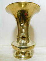 X106-302W　仏具　蝋燭立　火立　獅子香炉　双耳　花瓶　真鍮　中古　高さ約36.8ｃｍ　（Ｔ１０－２）_画像8