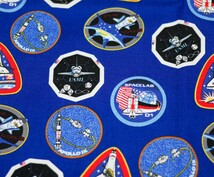 プリント生地　NASA　スペースシャトル　91×54　コットン　アメリカ　ブルー a_画像2