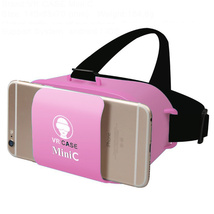 【送料無料】 VR CASE mini C ヘッドマウント 3D VRゴーグル iOS アンドロイド スマートフォン対応 VR BOX (ピンク)_画像1