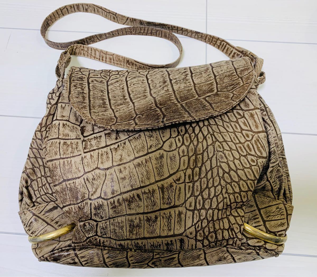 象革 ゾウ革 エレファントレザー ショルダーバッグ グリーン JRA