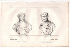 1813年 Filhol 銅版画 ネロ NERON JEUNE ガッリエヌス L'EMPEREUR GALLIEN ローマ皇帝