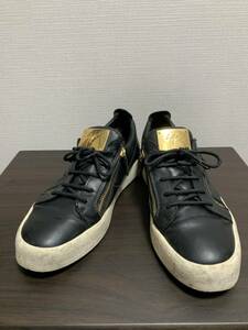 [GIUSEPPE ZANOTTI] side Zip low cut leather sneakers 44 Italy made black Giuseppe Zanotti 