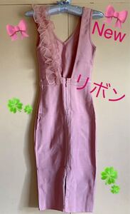 セクシーワンピース リボンワンピース ピンクワンピース キャバ嬢ワンピース 新品 フリルワンピース タイトワンピース ノースリーブ