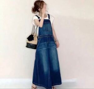 デニム ワンピース 甘すぎない 大人な女性 サロペットスカート 新品