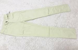  Lady's 2(M) size :m Roo a[MURUA] stretch skinny pants * trousers : lime yellow 