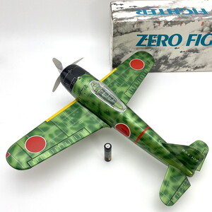 * that time thing made in Japan beautiful goods * big size 40×35cm* 0 war Zero war tin plate toy toy original box attaching * inspection ) fighter (aircraft) aircraft ** search ) north ...*