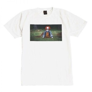 ホラー映画Tシャツ イット ペニーワイズ 殺人ピエロ ストリート系 デザイン おもしろTシャツ メンズ 半袖★tsr0687-wht-s