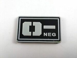 血液型 O- NEG PVC ミリタリー用パッチ ワッペン ベルクロ ブラック