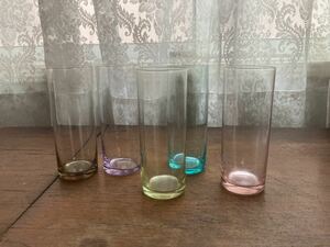 昭和レトロ ファンシー カラフル　ガラス コップ グラス セット　ノスタルジー