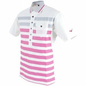 ミズノ ゴルフ MIZUNO GOLF ゴルフウェア メンズ半袖ポロシャツ 吸水速乾 40％ＯＦＦ ホワイトｘラズベリーレッド（XL寸 ★★