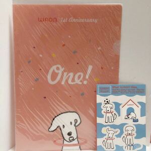 未使用　WAON クリアファイル　One! WAON１周年 サイズ約31×22cm　シールシート1枚　送料140円　イオン AEON