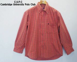 ★C.U.P.C*Lサイズ*シャツ*美品*メンズ*チェック*ケンブリッジユニバーシティポロクラブ*長袖シャツ*オレンジ*ボタンダウン　＃3020