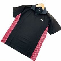 ■アンダーアーマー UNDER ARMOUR ブラック 半袖 速乾 シャツ MD ブラック レッド ゴルフなどにぴったりです☆■EC43_画像1