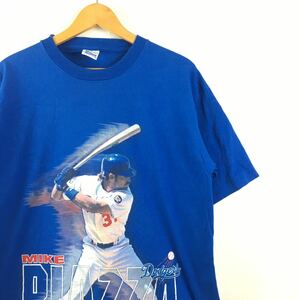 ビンテージ 90s【MIKE PIAZZA】メジャーリーグ Tシャツ USA製 L マイクピアザ ロサンゼルス ドジャース MLB 野茂英雄 プロ野球 古着