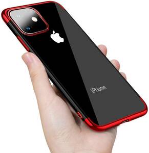 iPhone 11ProMax用 ケース 赤枠 透明 クリア　薄型 軽量 スリム 大人気 オシャレ アイホン　アイフォン アイホーン