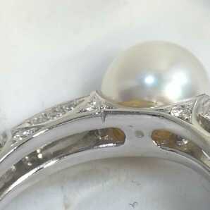 Ptアコヤ真珠ダイヤリング。8.8mm珠。D0.28ct.。の画像8