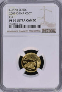 NGC PF70 最高鑑定 2009中国ルナシリーズオックス金貨 1/10オンスコイン 硬貨