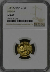 NGC MS69 1984年中国パンダ1/10オンス金貨 硬貨