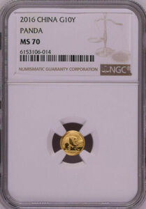 NGC MS70 最高鑑定 2016年中国パンダ1グラム金貨 コイン 硬貨