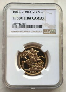 イギリス1988 St.George 2ソブリンNGC PF68金貨 コイン、プルーフ 硬貨