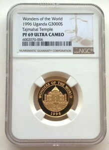 ウガンダ1996タージマハル3000シリングNGC PF69金貨 コイン、プルーフ 硬貨