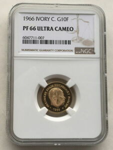  coat jibowa-ru1966.10 franc NGC gold coin coin, proof coin 