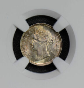 希少 香港1899年5セント銀NGC MS66 黄金トニン 硬貨