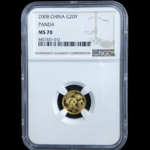 2008年中国パンダ1/20オンス金貨G20Y NGC MS70 最高鑑定 硬貨
