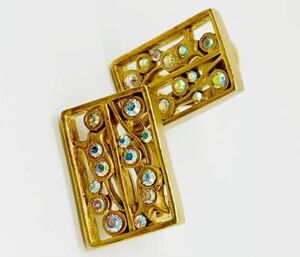[ beautiful goods ]GIVENCHY Givenchy Rainbow color stone earrings square mat Gold Givenchy 