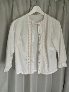 *50s Vintage France blouse race rare white 