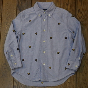 Polo Ralph Lauren Kids button down shirt 110 blue total pattern Trophy embroidery long sleeve shirt Polo Ralph Lauren child clothes kids man 