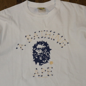 A BATHING APE Tシャツ L ホワイト ア ベイシング エイプ 2008年 日本製 半袖 猿 スター 星 ロゴ イラスト キャラクター ストリート