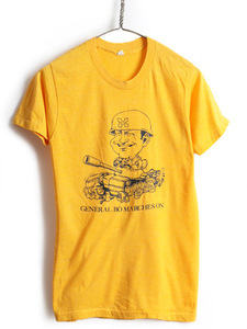 70s USA製 ビンテージ ■ ミリタリー プリント 半袖 Tシャツ ( M メンズ 小さめ S ) 古着 70年代 プリントT 半袖Tシャツ アーミー カレッジ