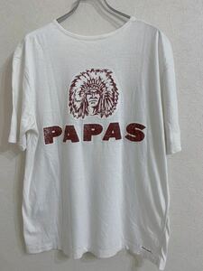 PAPAS パパス　メンズ　バックプリントワッペン刺繍半袖Tシャツ Lサイズ